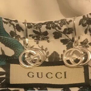 Authentic GUCCI Interlocking Hook  Earrings Silver 925 1.1 x 1.6cm Women